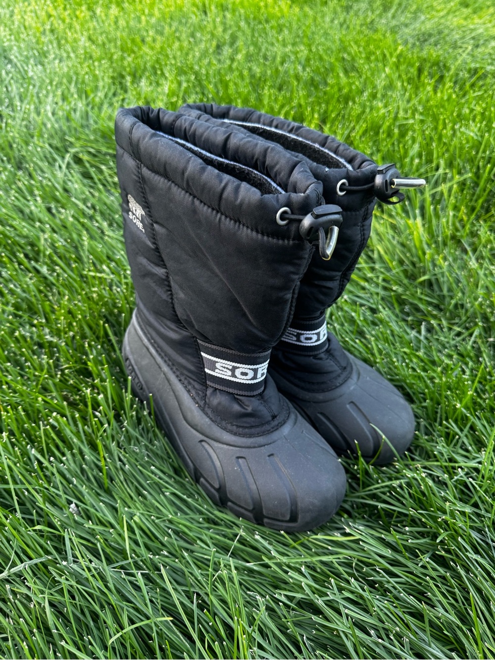 SOREL Cub Black Insulated Snow Boots Youth Size 3